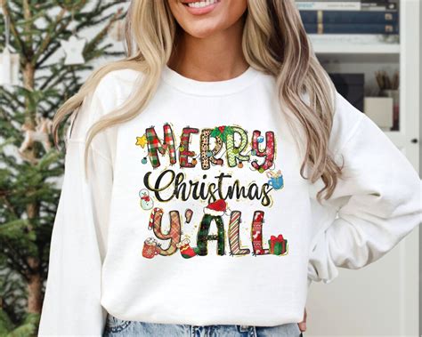 Merry Christmas Yall Sweatshirt And Hoodie Merry Christmas Sweatshirt Christmas Sweatshirt Etsy