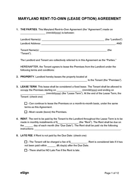 Free Maryland Rental Lease Agreement Templates 6 PDF Word