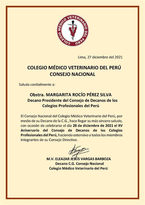 Saludos De Los Colegios Profesionales Al CDCP Por Su Aniversario