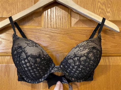 Victorias Secret Black Lace Very Sexy Push Up Bra 32d £24 10 Picclick Uk