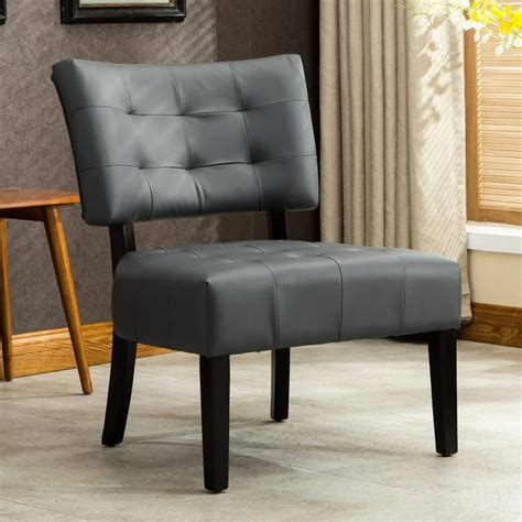 Roundhill Furniture Blended Leather Tufted Accent Chair with Oversized ...