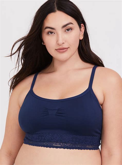 Plus Size - Navy Seamless Lightly Padded Bralette - Torrid