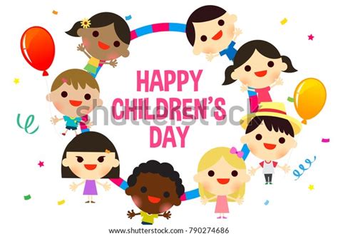 Happy Childrens Day Greeting Card Vector Stock Vector (Royalty Free ...