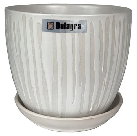 Doniczka Ceramiczna Z Podstawką Biały Ecru 1 HG00200H0 H2420 Cena