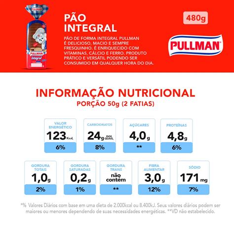 Pão De Forma Integral Tabela Nutricional - Pão de Forma Pullman Integral 500g - comper
