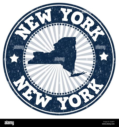 Ilustración De Un Sello Azul De Nueva York Aislado En Un Fondo Blanco