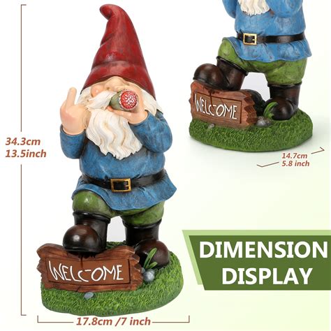 Resin Gnomes Garden Decor 135 Tall Solar Large Inappropriate Funny