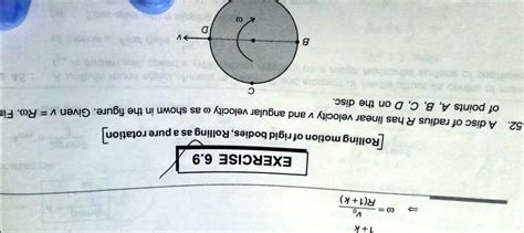 Solved A Disc Of Radius R Has A Linear Velocity V And Angular Velocity Omega As Shown In The