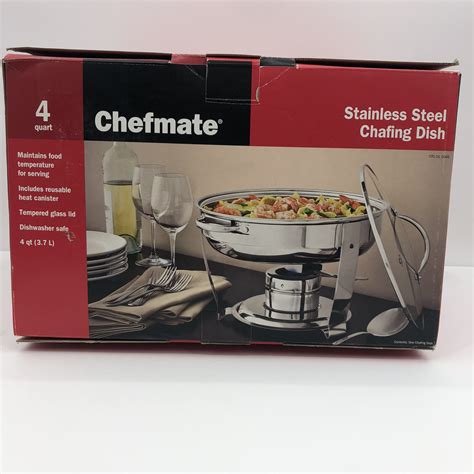 Chefmate 4 Quart Stainless Steel Round Chafing Dishhotcold For Sale