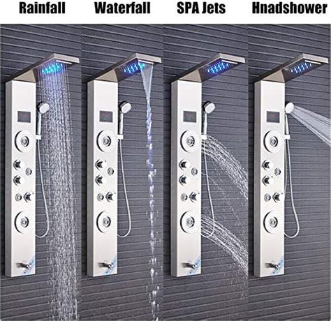 Alenartwater Wall Mounted Bathroom Shower Panel Tower System Led