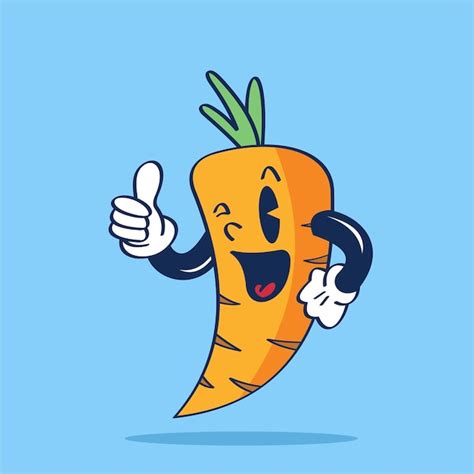 Premium Vector Carrot Cartoon Character Oke Pose Hand Drawing Vector Illustration