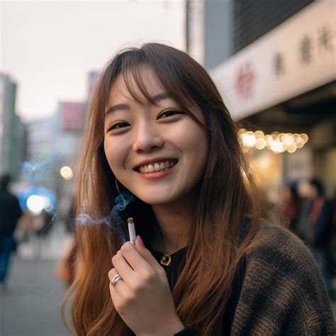 Japanese Smoker Girl With Silky Long Hair