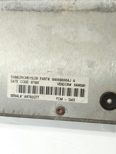 2002 Chrysler Control Module 04869000aj Vendor 64469h S N A0702q77 Ebay