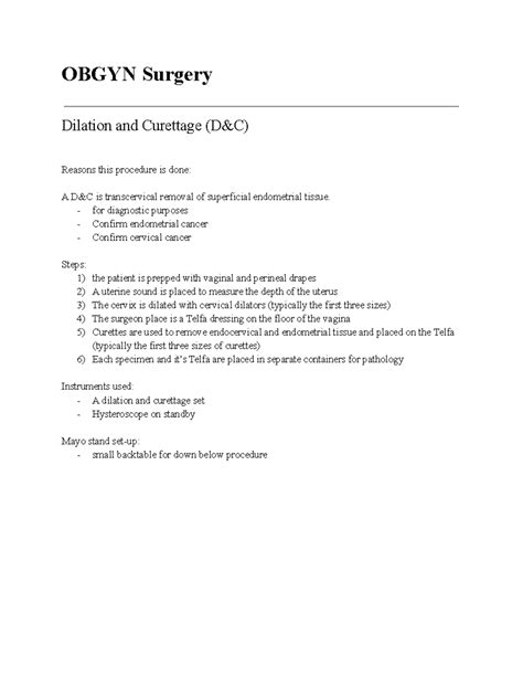 Obgyn D And C Surgical Technology For The Surgical Technologist Th