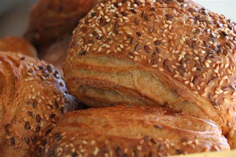 A Close Up Of Fresh Tasty Danish Grain Buns Stock Image Image Of