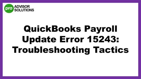 An Easy Way To Fix QuickBooks Payroll Update Error 15243