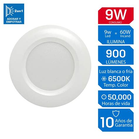 Spot para Empotrar Redondo LED Luz Fría 9W Sodimac Perú