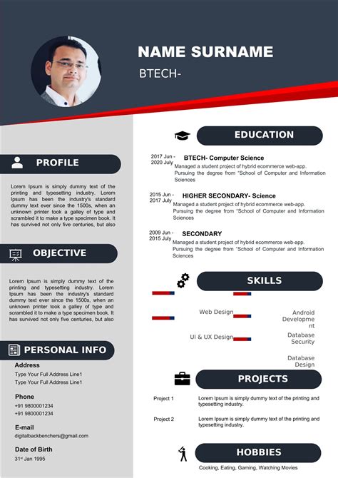 Free Curriculum Vitae Cv Templates For Microsoft Word Free Cv