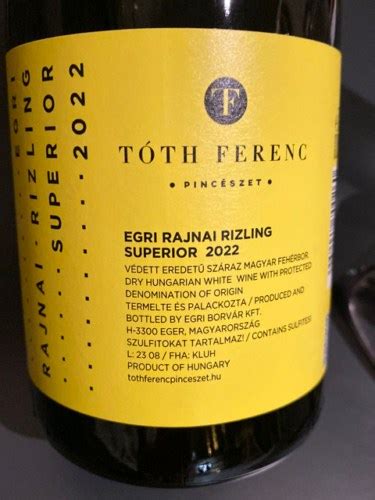 Toth Ferenc Rajnai Rizling Superior Vivino US