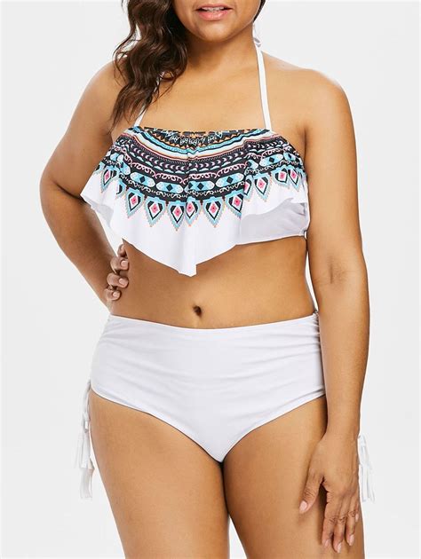 Plus Size Totem Print Tassel Bikini Set Biquini Moda Praia Moda