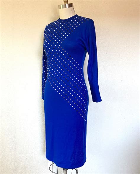 1980s Ultramarine blue studded dress - Gem