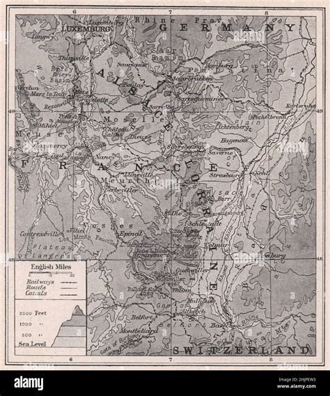 Physical Map of Alsace-Lorraine (1923 Stock Photo - Alamy