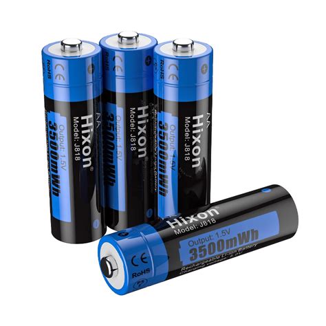 Hixon 4 Pack Lithium Rechargeable AA Batteries 1 5V Constant Voltage