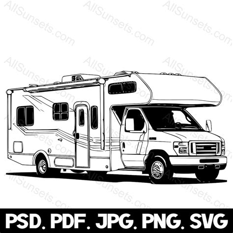 Class C Motorhome Silhouette Svg Png Psd  Pdf File Types Camper Vehicle Motorcoach Bus Vector