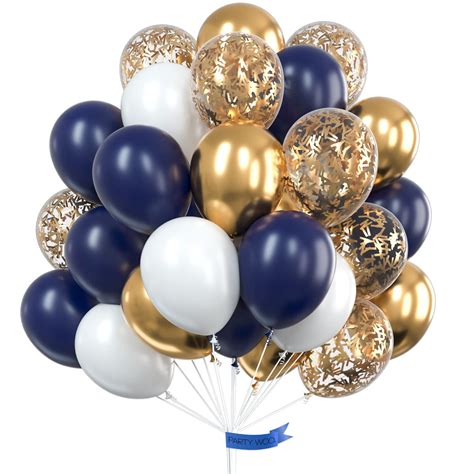 Buy Partywoo Navy And Gold Balloons In Navy Blue Balloons And Gold