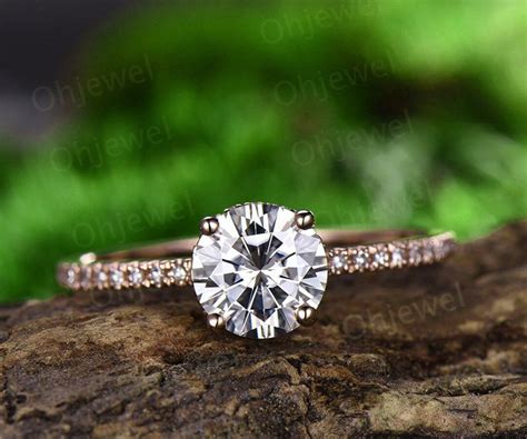 Moissanite Ring Gold 1 Carat Moissanite Engagement Ring Rose Gold 14k