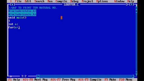 Simple Program WAP To Print Ten Natural Numbers For Loop C