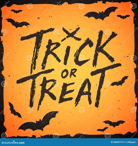 Trick Or Treat Handwritten Text Halloween Illustration Stock Vector