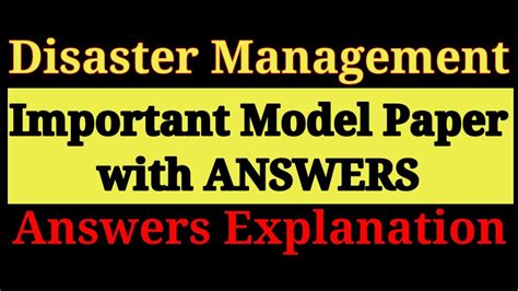 Disaster Management Important Model Paper With Answers Sem3 Disaster Management Model Paper