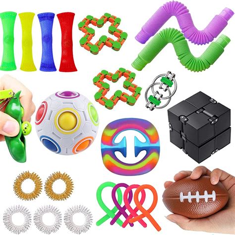 Buy 23 Pack Sensory Fidget Toys Set-Bike Chain,Marble Fidget Toys,Rainbow Magic Sensory Balls ...