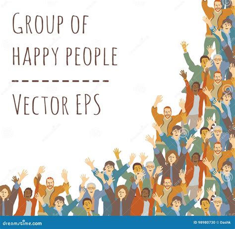 Big Group Happy People Frame Isolate On White Stock Vector