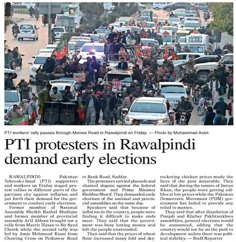 Dawn Epaper Jan Pti Protesters In Rawalpindi Demand Early