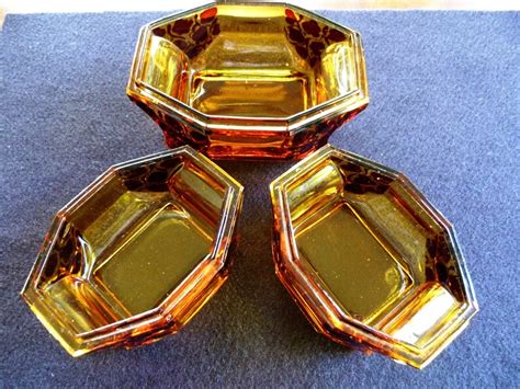 Amber Glass Dressing Table Set 1930 S Art Deco Etsy