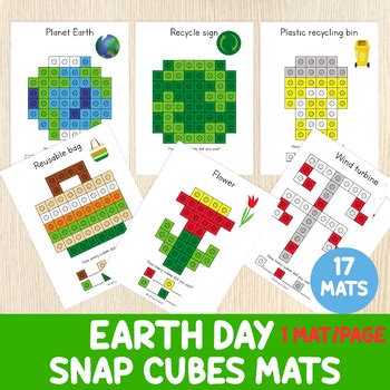 Earth Day Snap Cubes Mats Connecting Cubes Fine Motor Skills