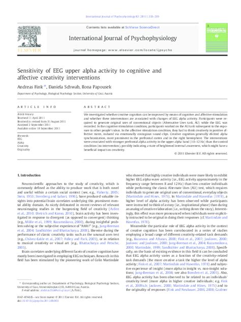 Pdf Sensitivity Of Eeg Upper Alpha Activity To Cognitive And