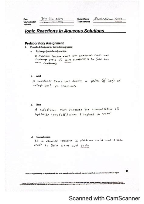 Identity Of An Insoluble Precipitate Date July 8th 2024 Student Name