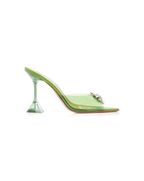 AMINA MUADDI Rosie Crystal Embellished Pvc Sandals In Green Lyst