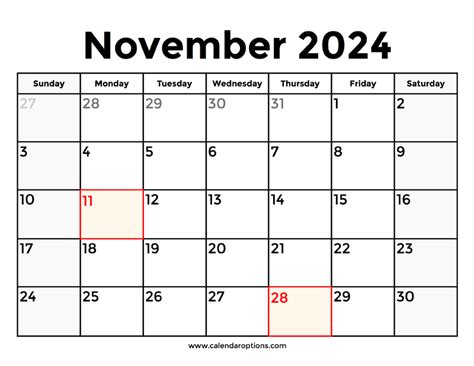 How November Calendar With Holidays In Excel Minni Tabitha