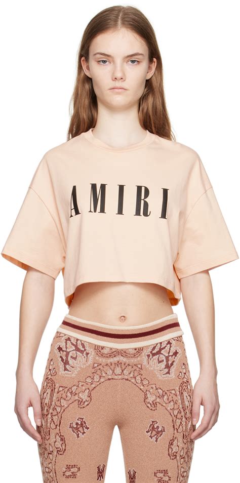 T shirt rose à logos Amiri en solde