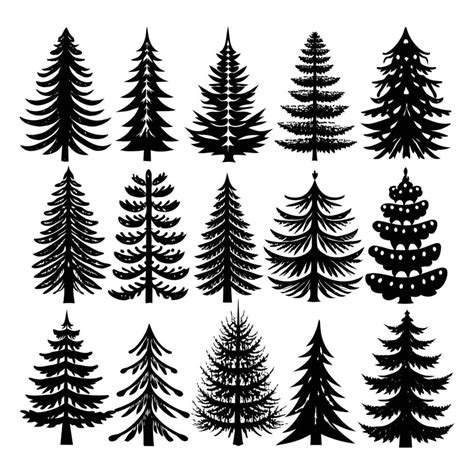 Set Of Hand Drawn Pine Tree Art Illustration 46525000 Vector Art At Vecteezy