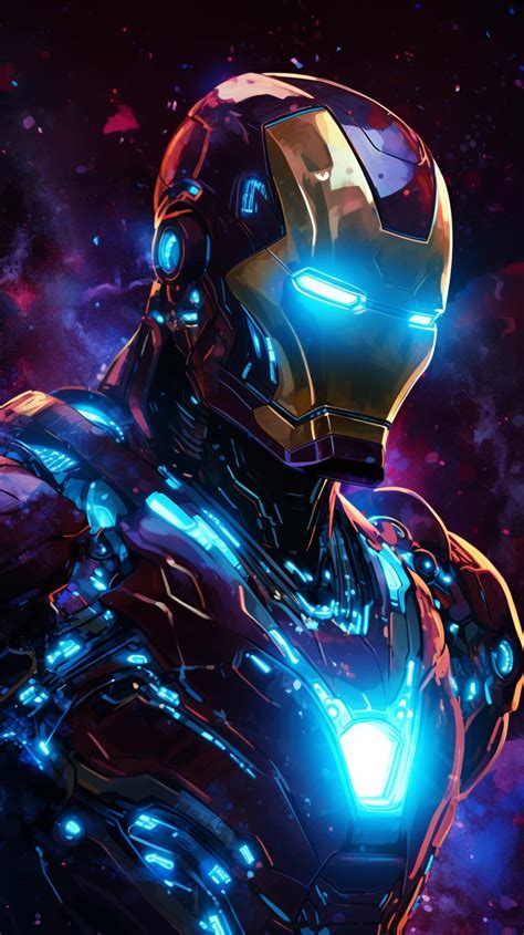 Stunning Marvel Iron Man Anime Wallpaper - Vibrant Blue & Amber | Pop ...