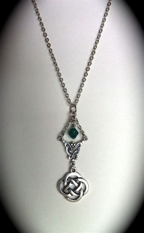 Celtic Love Knot Necklace Emerald Swarovski By Graciewieber 3000