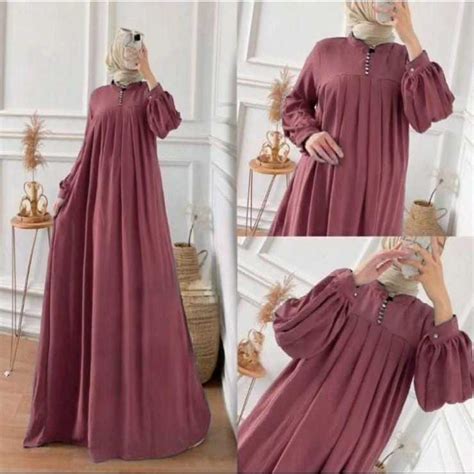 Jual VIRAL Salsa Dress Gamis Dewasa Trendy Polos Simple Bahan Crinkle