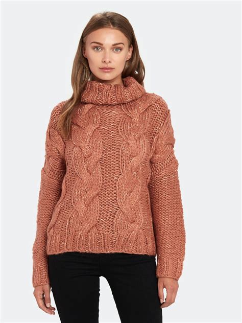 Moon River Cable Knit Turtleneck Sweater