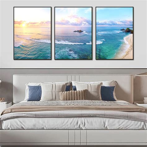 Pcs Frameless Sunset Ocean Seascape Canvas Painting For Living Room