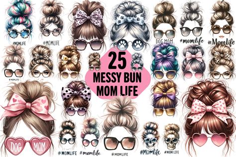 Messy Bun Mom Life Sublimation Bundle Graphic By Shipna2005 Creative